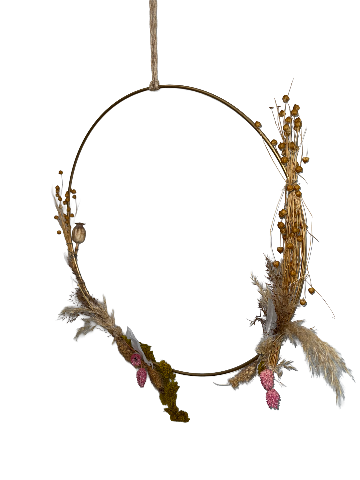 Goldring mit Trockenblumen