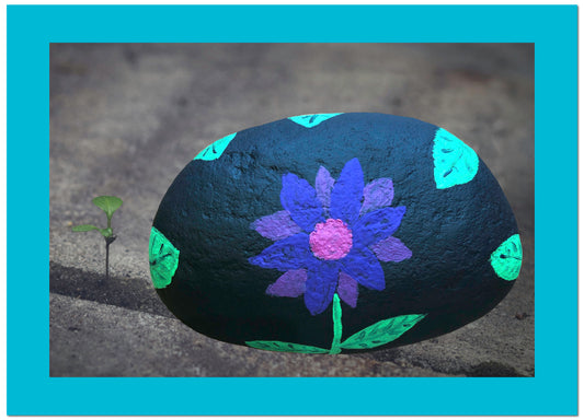 Bemalter Stein - Violette Blume