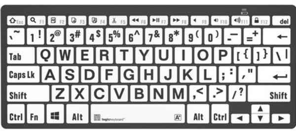 Tastatur Mac/PC Bluetooth Mini mit extragrosser Beschriftung und gutem Kontrast