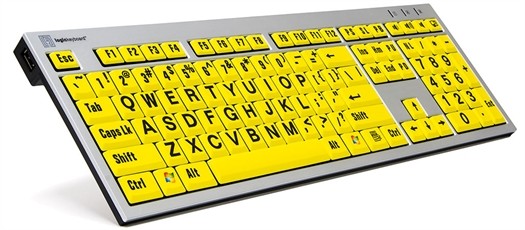 USB-Tastatur mit extragrosser Beschriftung Variante gelb-schwarz-silber