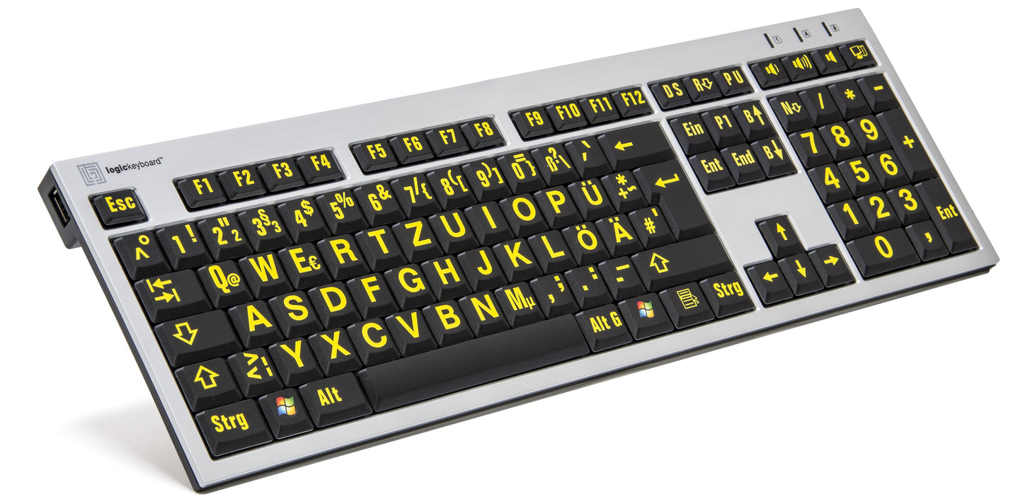USB-Tastatur mit extragrosser Beschriftung Variante schwarz-gelb-silber